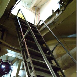This steep ladder goes down to our No. 1 Engine Room.