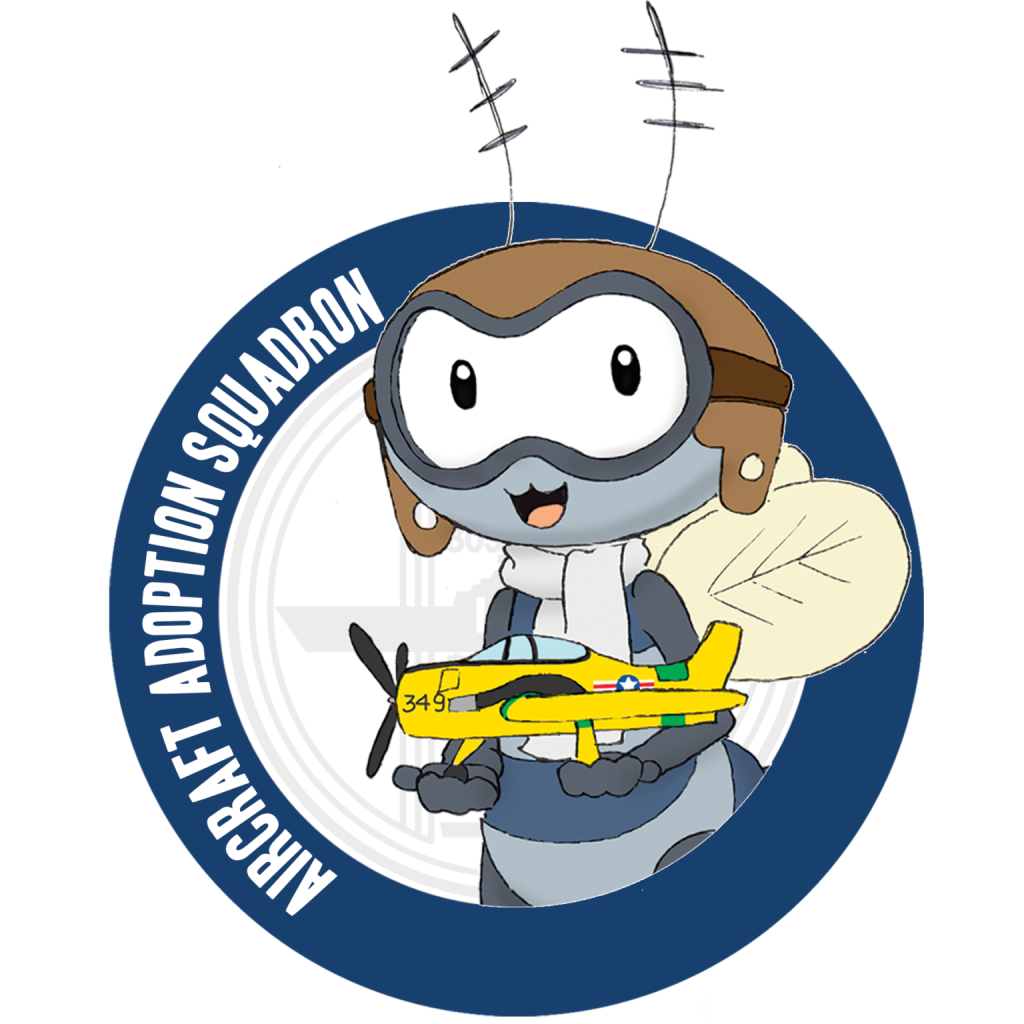 Aircraft Adoption Squadron: The logo shows a cartoon bee wearing a pilot's helmet and goggles, holding a small airplane