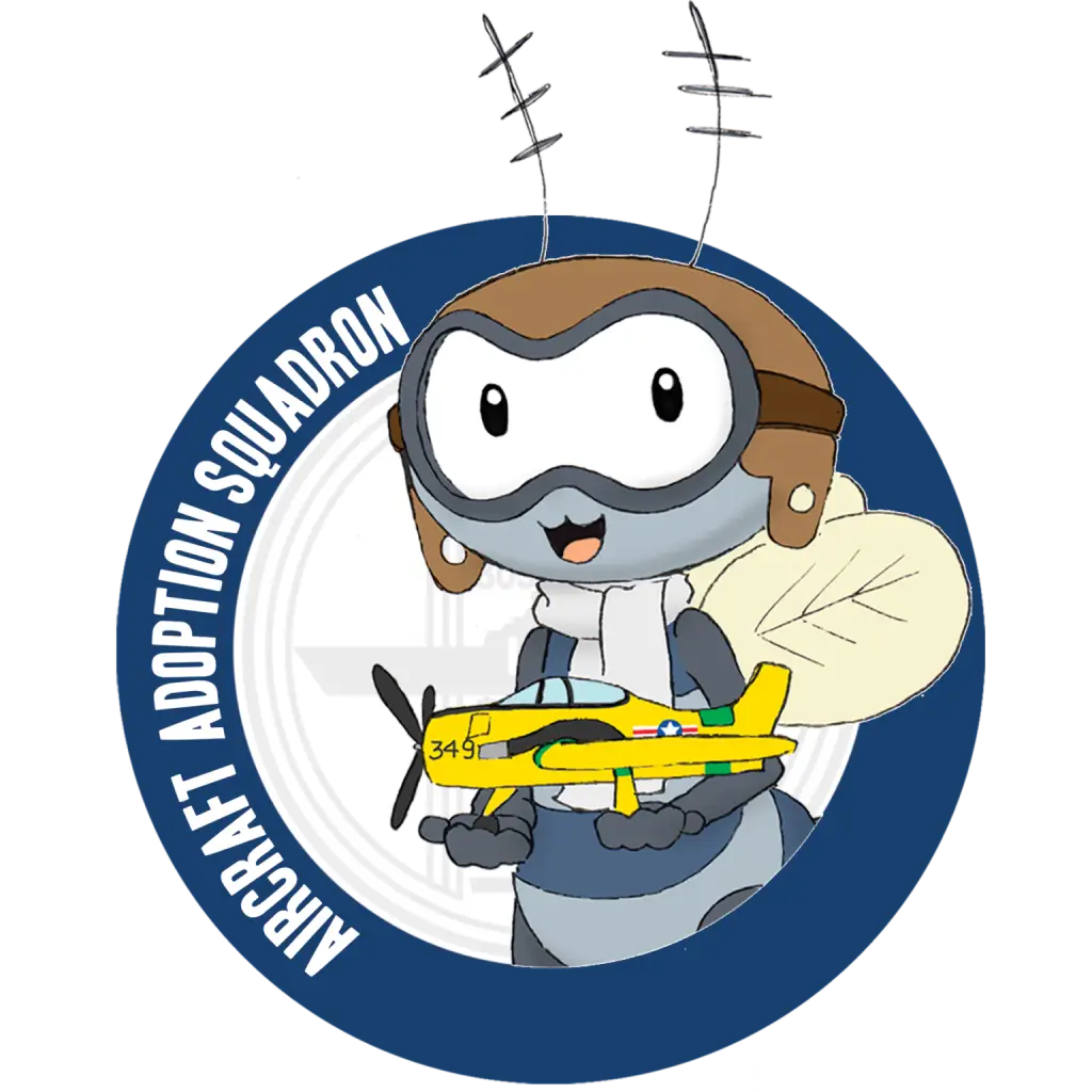 Aircraft Adoption Squadron: The logo shows a cartoon bee wearing a pilot's helmet and goggles, holding a small airplane