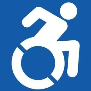Accessible Icon: white wheelchair symbol on blue background