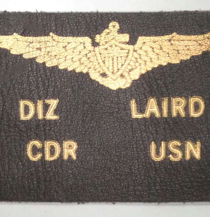 Leather patch with Diz Laird's US Navy pilot wings and rank.