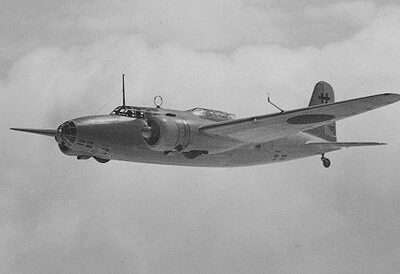 Japanese WWII Sally bomber flying in the sky